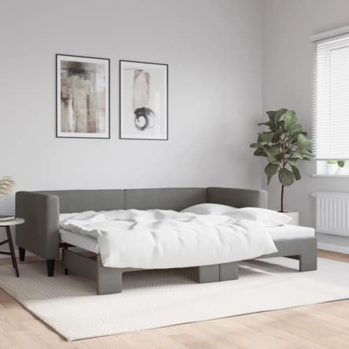 Dagbädd utdragbar mörkgrå 90x200 cm tyg