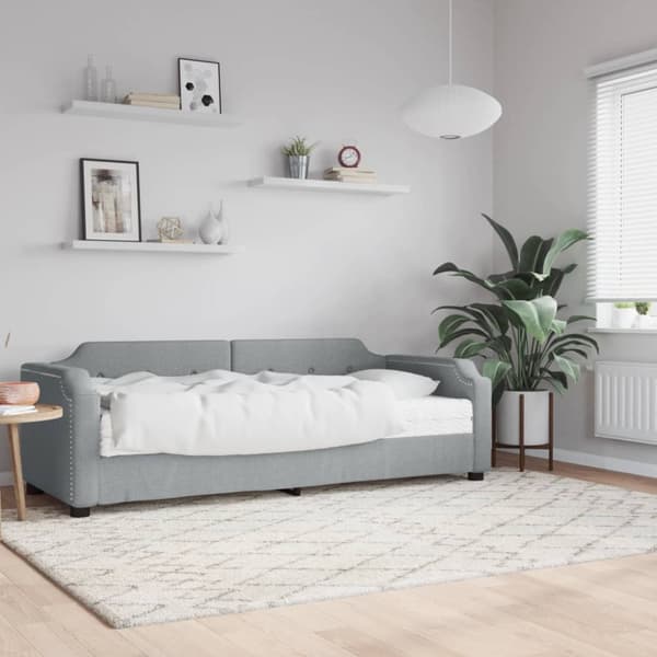 Dagbädd med madrass ljusgrå 90x200 cm tyg