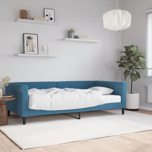 Dagbädd med madrass blå 100x200 cm sammet