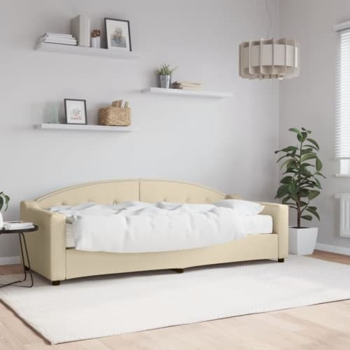 Dagbädd med madrass beige 80x200 cm tyg