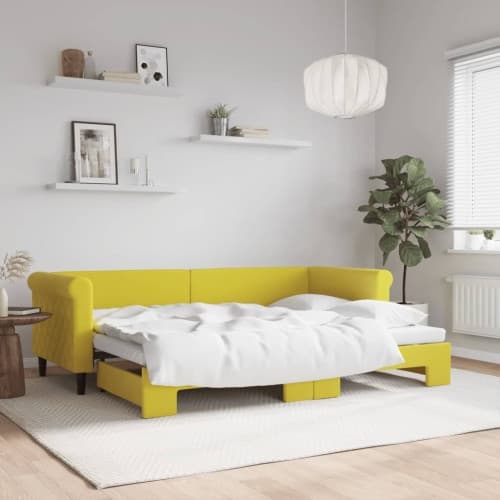 Dagbädd utdragbar gul 80x200 cm sammet