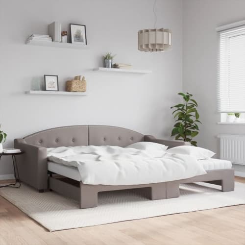 Dagbädd med extrabädd och madrasser taupe 100x200 cm tyg