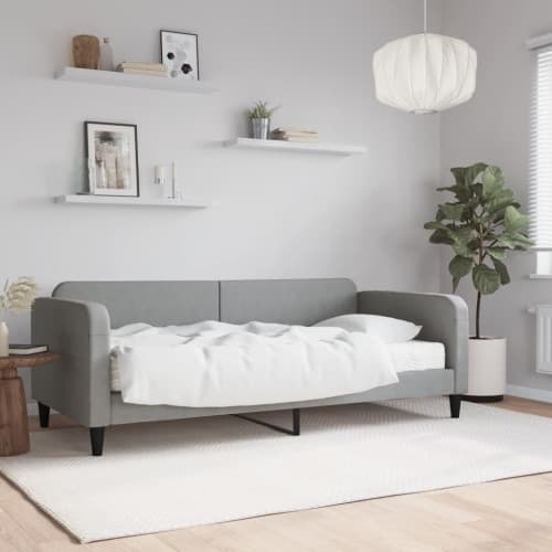 Dagbädd med madrass ljusgrå 90x200 cm tyg