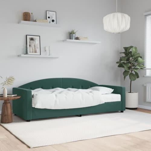 Dagbädd med madrass mörkgrön 80x200 cm sammet