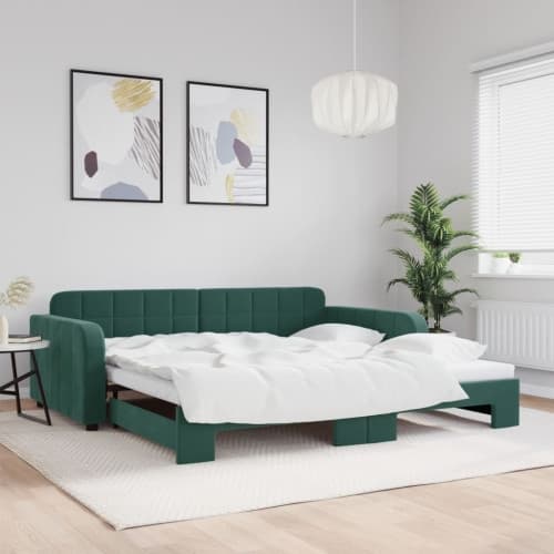 Dagbädd utdragbar mörkgrön 100x200 cm sammet