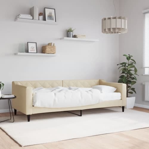Dagbädd med madrass beige 80x200 cm tyg