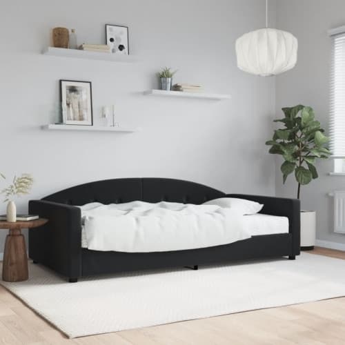 Dagbädd med madrass svart 100x200 cm sammet