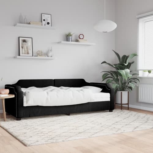 Dagbädd med madrass svart 90x190 cm tyg