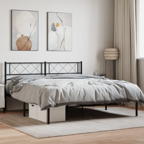 Sängram med huvudgavel metall svart 135x190 cm