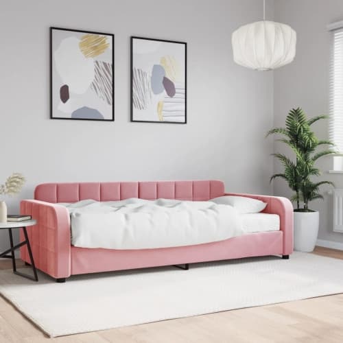 Dagbädd med madrass rosa 90x200 cm sammet