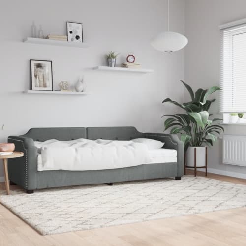 Dagbädd med madrass mörkgrå 80x200 cm tyg