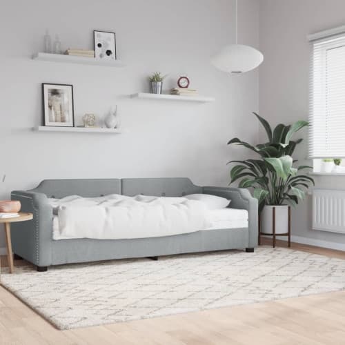 Dagbädd med madrass ljusgrå 80x200 cm tyg