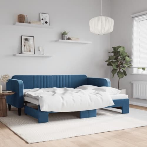 Dagbädd utdragbar blå 80x200 cm sammet