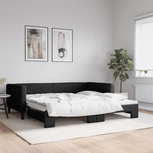 Dagbädd utdragbar svart 100x200 cm tyg