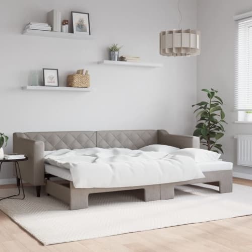 Dagbädd utdragbar taupe 80x200 cm tyg