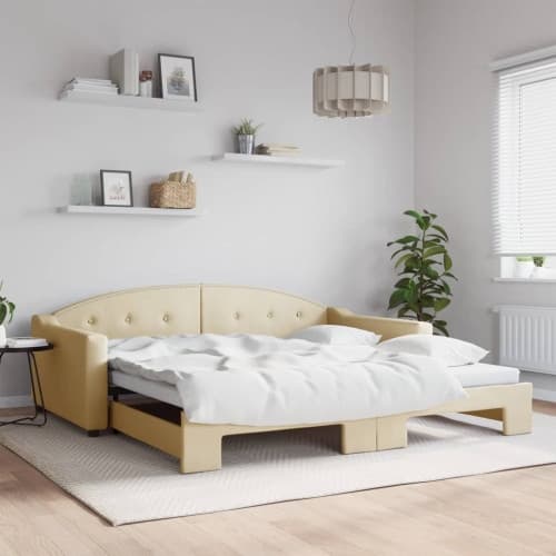 Dagbädd utdragbar gräddvit 100x200 cm tyg