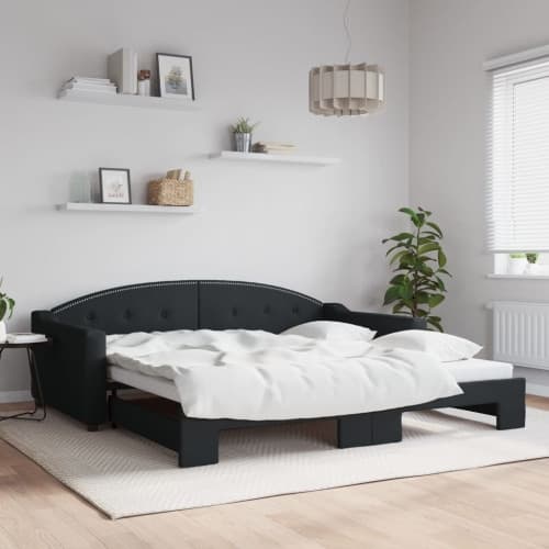 Dagbädd utdragbar svart 100x200 cm tyg