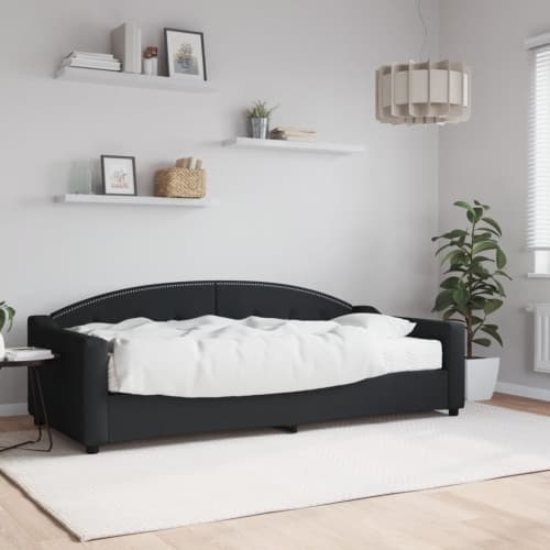 Dagbädd med madrass svart 90x200 cm tyg