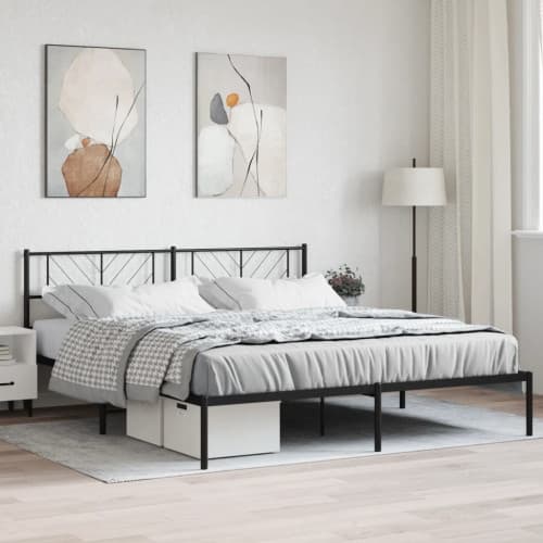 Sängram med huvudgavel metall svart 183x213 cm