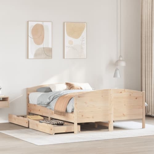 Sängram utan madrass 120x190 cm massiv furu