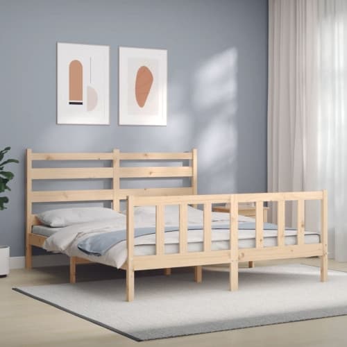 Sängram utan madrass 160x200 cm massiv furu