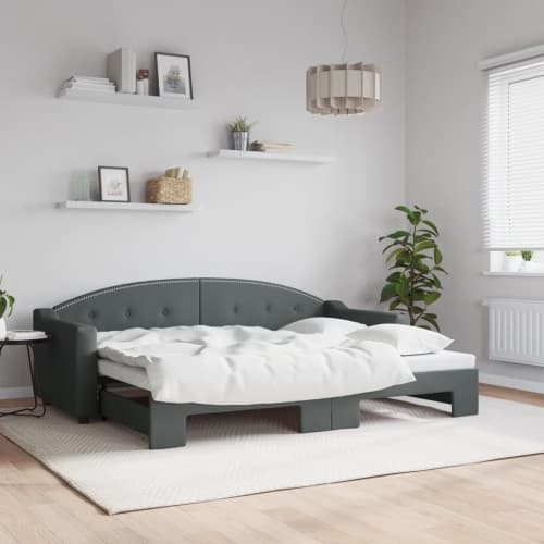 Dagbädd utdragbar mörkgrå 80x200 cm tyg