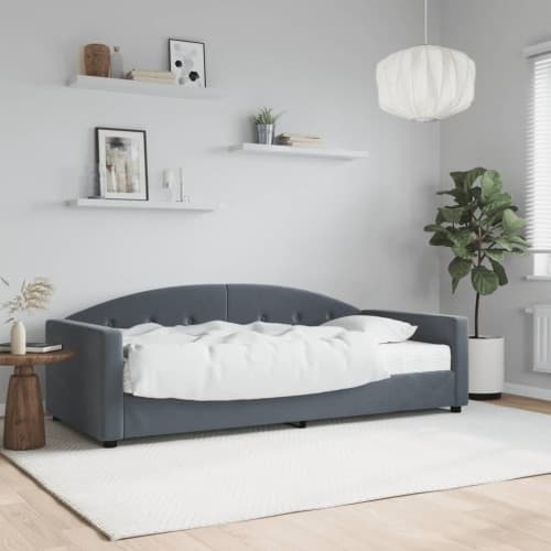Dagbädd med madrass mörkgrå 90x200 cm sammet