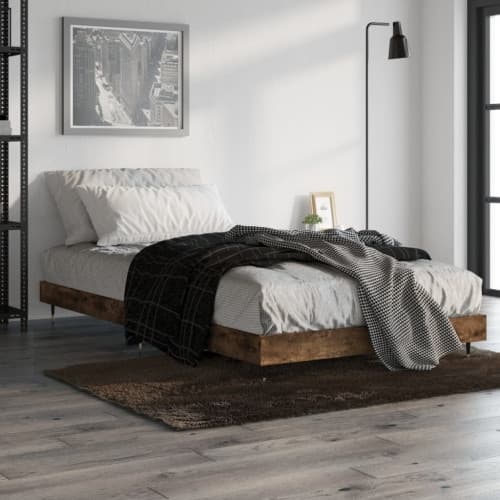 Sängram utan madrass rökfärgad ek 90x190 cm konstruerad trä