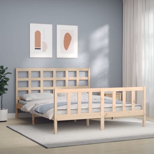 Sängram utan madrass 160x200 cm massiv furu