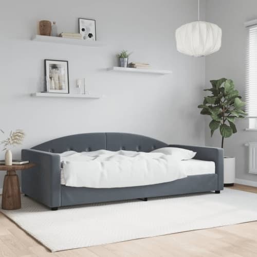 Dagbädd med madrass mörkgrå 100x200 cm sammet