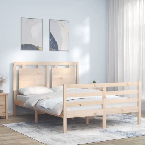 Sängram med huvudgavel massivt trä