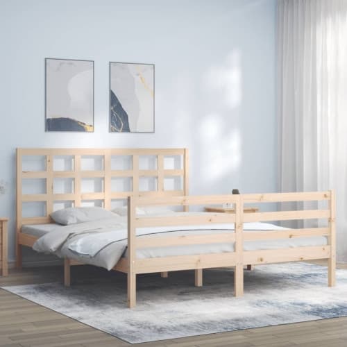 Sängram med huvudgavel 160x200 cm massivt trä