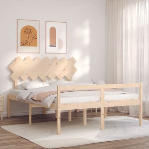 Sängram med sänggavel 140x190 cm massivt trä