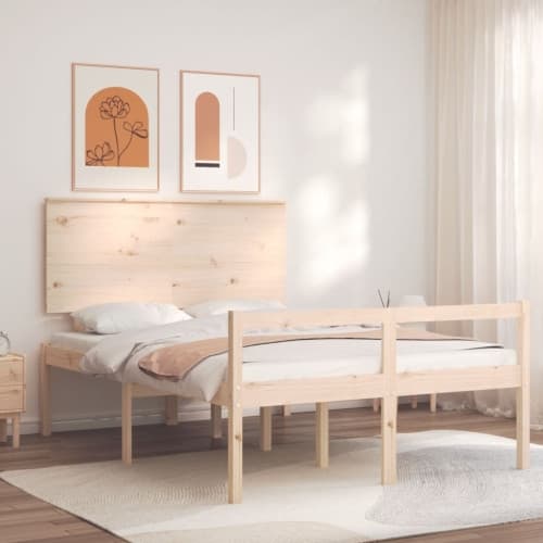 Sängram med sänggavel 140x190 cm massivt trä