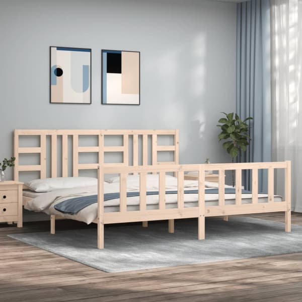 Sängram utan madrass 200x200 cm massiv furu