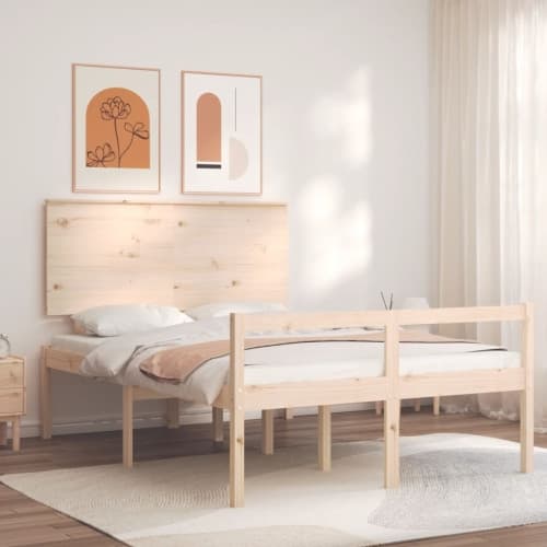 Sängram med sänggavel 140x200 cm massivt trä