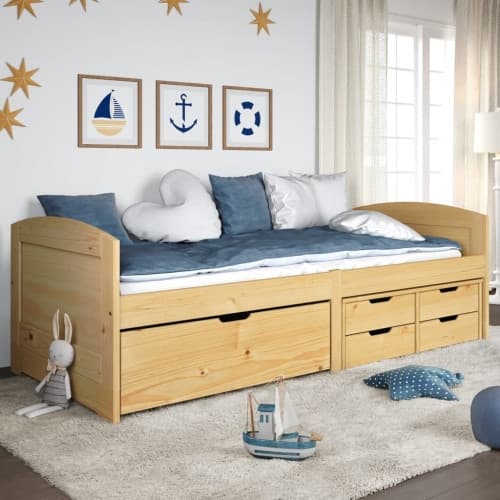 Dagbädd med 5 lådor IRUN 90x200 cm massiv furu