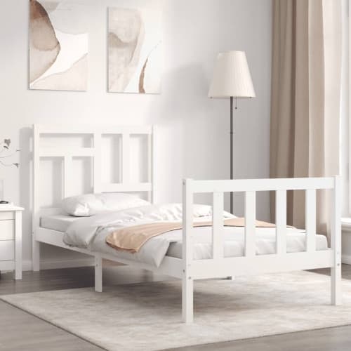 Sängram utan madrass vit 90x200 cm massiv furu