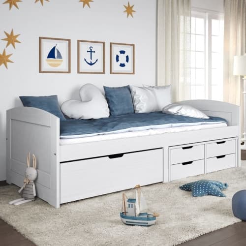Dagbädd med 5 lådor IRUN vit 90x200 cm massiv furu