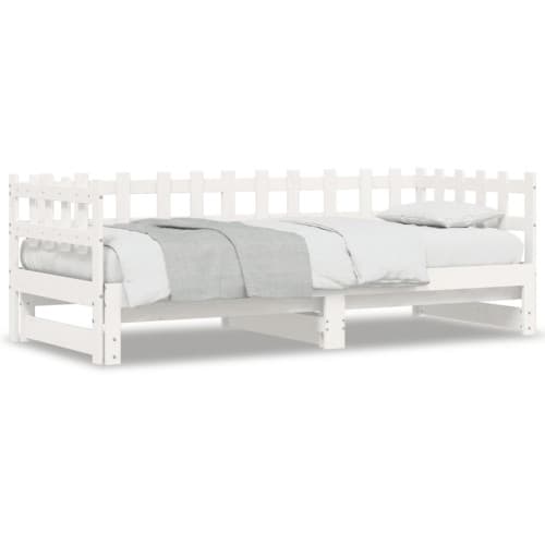 Utdragbar dagbädd vit 2x(80x200) cm massiv furu