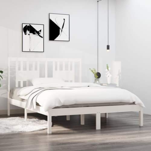 Sängram vit massiv furu 140x190 cm