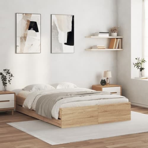 Sängram med lådor sonoma-ek 120x190 cm konstruerat trä