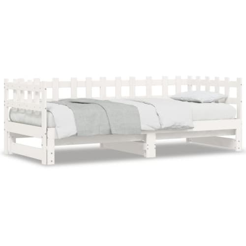 Utdragbar dagbädd vit 2x(90x200) cm massiv furu