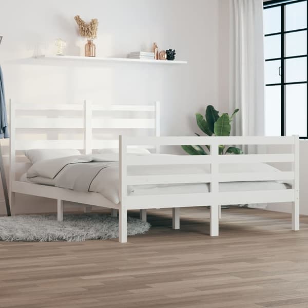 Sängram massiv furu 120x200 cm vit