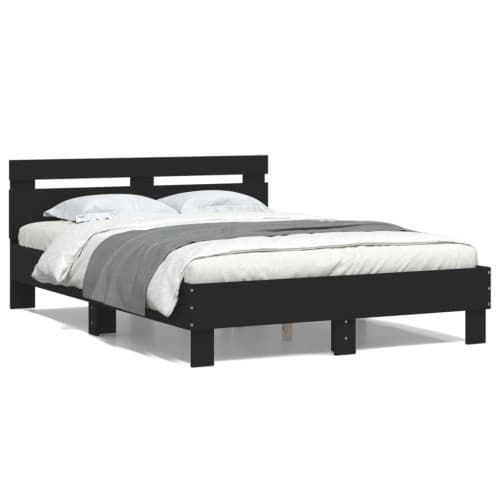 Sängram med huvudgavel svart 135x190 cm konstruerat trä