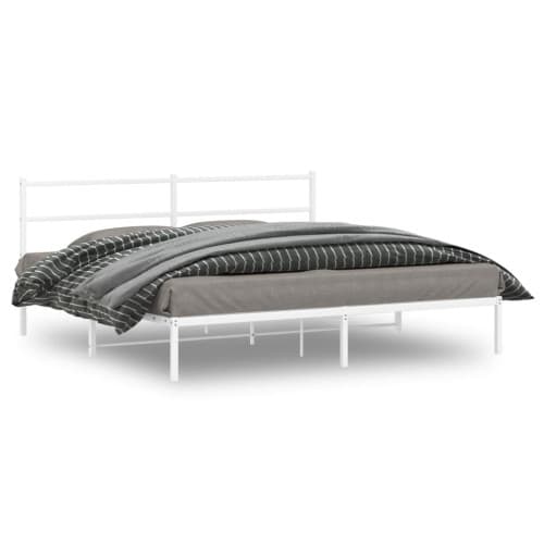 Sängram med huvudgavel metall vit 193x203 cm