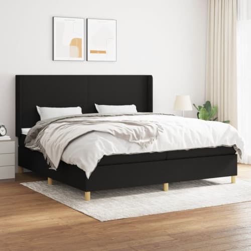Ramsäng med madrass svart 200x200 cm tyg