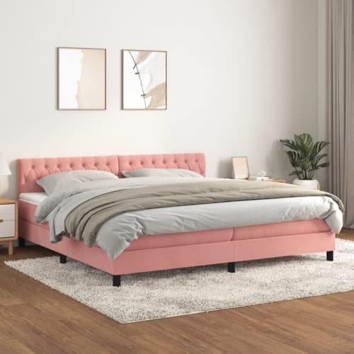 Ramsäng med madrass rosa 200x200 cm sammet