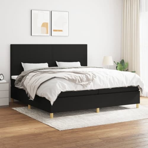 Ramsäng med madrass svart 200x200 cm tyg