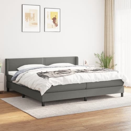 Ramsäng med madrass mörkgrå 200x200 cm tyg